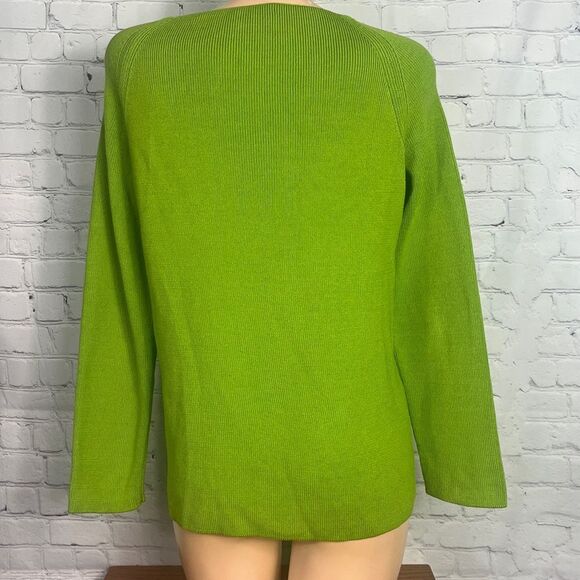 Lafayette 148 New York Green Crew Neck Sweater Medium - Picture 3 of 6